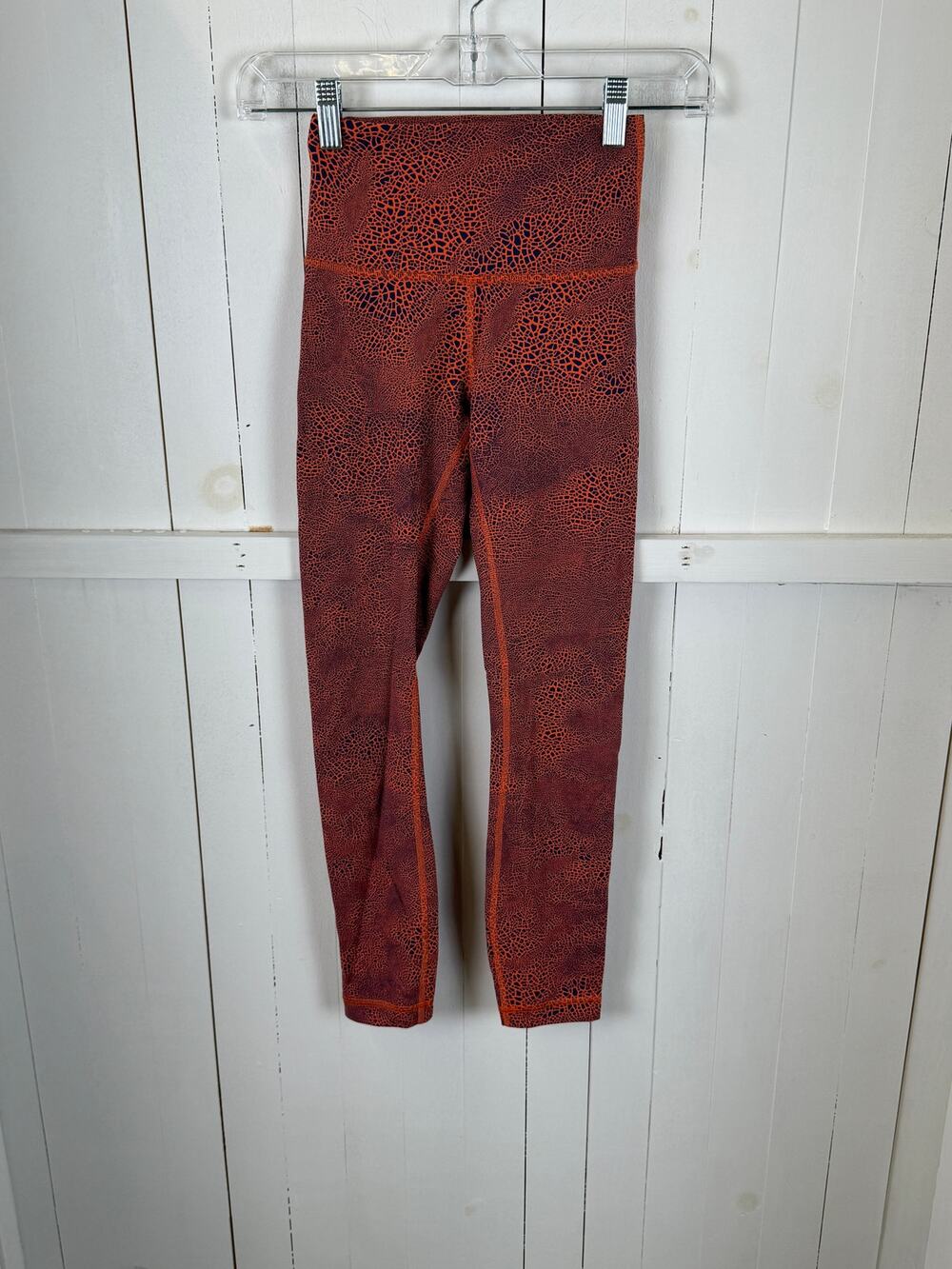 Lululemon Red Orange Ankle Leggings Size 2 Nylon Excellent